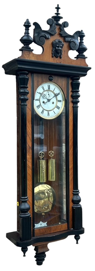 Fabulous Antique Victorian Twin Weight Vienna Regulator Walnut & Ebonized case - Image 11