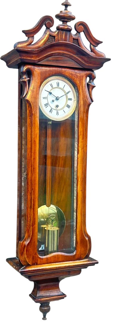 Fabulous Walnut Case Mini Vienna Regulator Wall clock – ca 1880 - Image 14