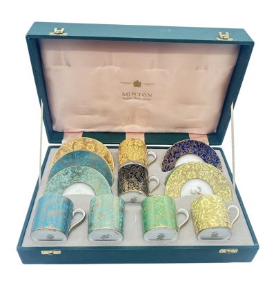Vintage Minton Brocade English bone china Tea set - Set of 6 - in presentation box