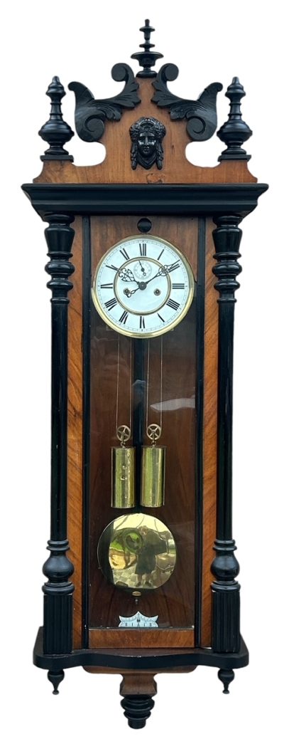 Fabulous Antique Victorian Twin Weight Vienna Regulator Walnut & Ebonized case