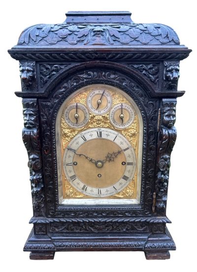 Outstanding Hand Carved oak English 8 bell dual chime Triple fusee bracket clock - Image 17