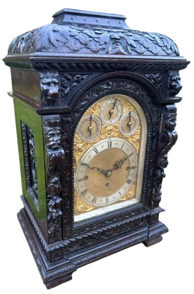 Outstanding Hand Carved oak English 8 bell dual chime Triple fusee bracket clock - Image 18