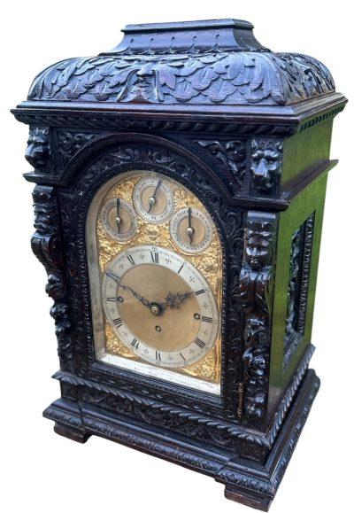Outstanding Hand Carved oak English 8 bell dual chime Triple fusee bracket clock - Image 19