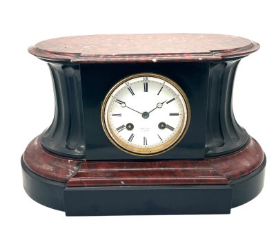 Stunning Rouge Marble & Slate 8 day Mantel clock – Ca 1870 - Image 16