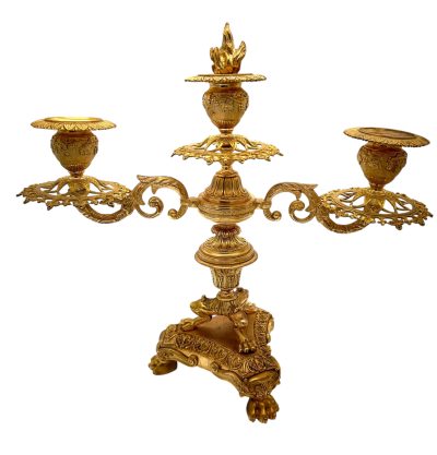 Stunning Antique French Ormolu Bronze 3 Branch Candlelabra Pair - Image 2
