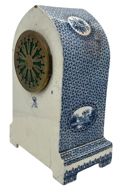 Gorgeous Delftware Studio Pottery Mantel Clock - 8 Day bell striking Pottery Mantel Clock - Image 8