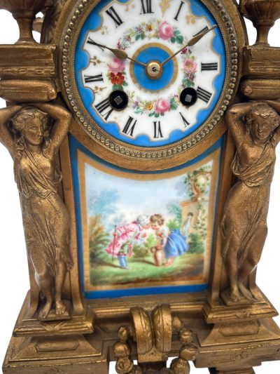 Stunning French Victorian Sevres ormolu 8 day mantel Clock – CA 1860 - Image 6