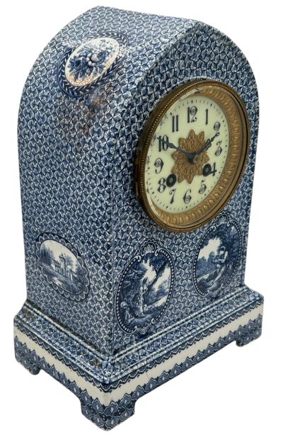 Gorgeous Delftware Studio Pottery Mantel Clock - 8 Day bell striking Pottery Mantel Clock - Image 10