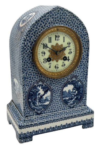 Gorgeous Delftware Studio Pottery Mantel Clock - 8 Day bell striking Pottery Mantel Clock - Image 11