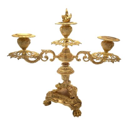 Stunning Antique French Ormolu Bronze 3 Branch Candlelabra Pair - Image 6