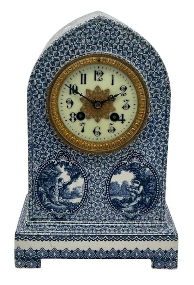 Gorgeous Delftware Studio Pottery Mantel Clock - 8 Day bell striking Pottery Mantel Clock - Image 12