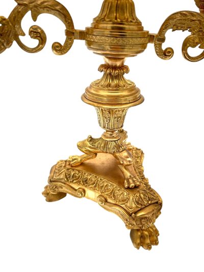 Stunning Antique French Ormolu Bronze 3 Branch Candlelabra Pair - Image 7