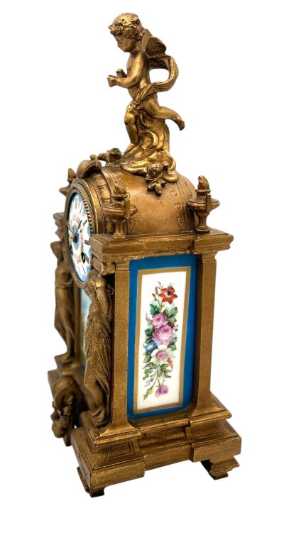 Stunning French Victorian Sevres ormolu 8 day mantel Clock – CA 1860 - Image 14