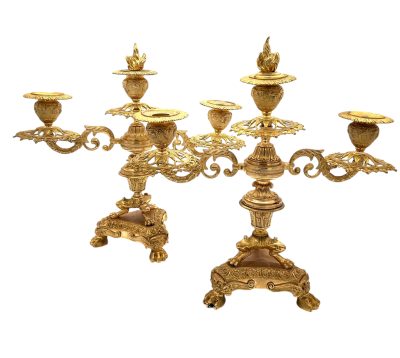 Stunning Antique French Ormolu Bronze 3 Branch Candlelabra Pair - Image 13