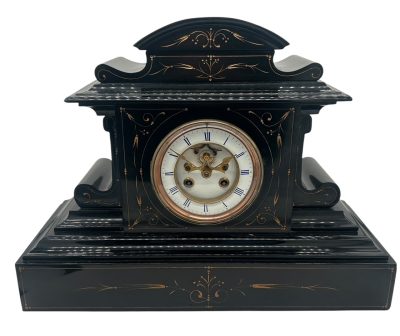 Large Antique French Slate 8-Day Mantel Clock C1870 - Image 8