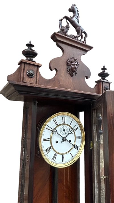 Stunning Antique Kienzle Twin Weight Vienna Regulator Walnut & Ebonized case Wall Clock - Image 3