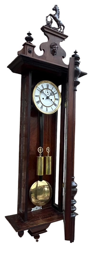 Stunning Antique Kienzle Twin Weight Vienna Regulator Walnut & Ebonized case Wall Clock - Image 5