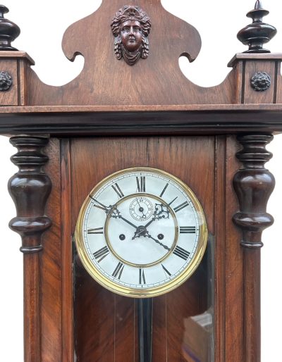 Stunning Antique Kienzle Twin Weight Vienna Regulator Walnut & Ebonized case Wall Clock - Image 9