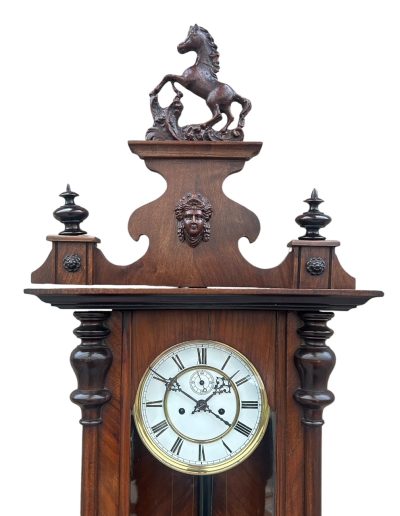 Stunning Antique Kienzle Twin Weight Vienna Regulator Walnut & Ebonized case Wall Clock - Image 10