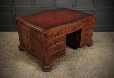Magnificent Serpentine Shaped Mahogany Partners Desk - Image 2