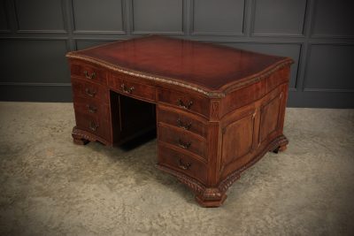 Magnificent Serpentine Shaped Mahogany Partners Desk