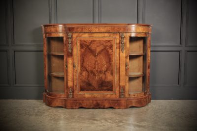 Victorian Inlaid Walnut Credenza Side Cabinet