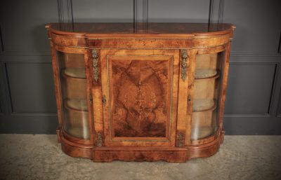 Victorian Inlaid Walnut Credenza Side Cabinet - Image 9