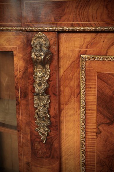 Victorian Inlaid Walnut Credenza Side Cabinet - Image 13