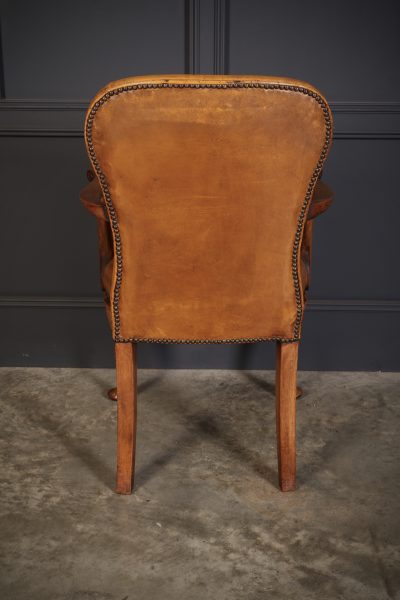 Pair of Queen Anne Style Walnut & Leather Armchairs - Image 12
