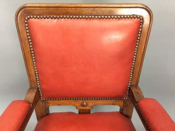 Late Victorian Solid Oak Desk Chair c1890 - Image 4