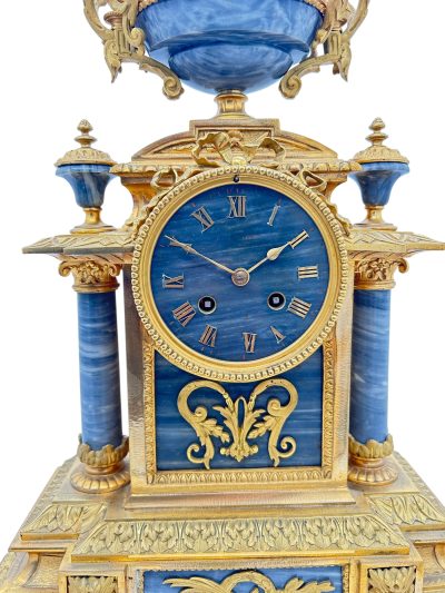 Wonderful Bronze ormolu & Marble Mantel Clock on original Stand – ca1860 - Image 14