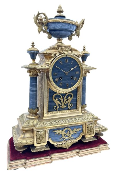 Wonderful Bronze ormolu & Marble Mantel Clock on original Stand – ca1860 - Image 13