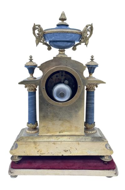Wonderful Bronze ormolu & Marble Mantel Clock on original Stand – ca1860 - Image 9