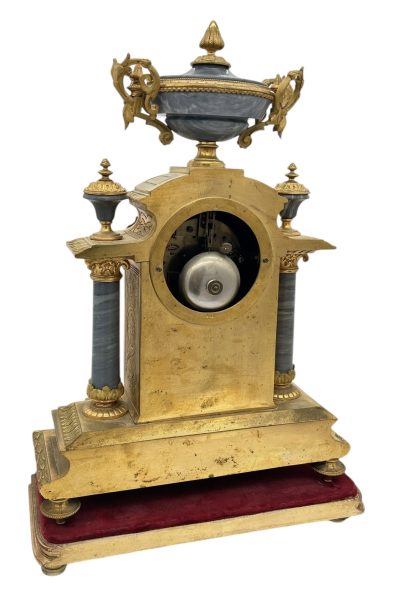 Wonderful Bronze ormolu & Marble Mantel Clock on original Stand – ca1860 - Image 8