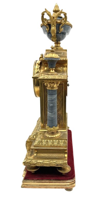 Wonderful Bronze ormolu & Marble Mantel Clock on original Stand – ca1860 - Image 6