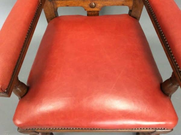 Late Victorian Solid Oak Desk Chair c1890 - Image 2