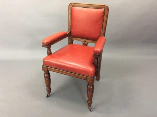 Late Victorian Solid Oak Desk Chair c1890 - Image 7