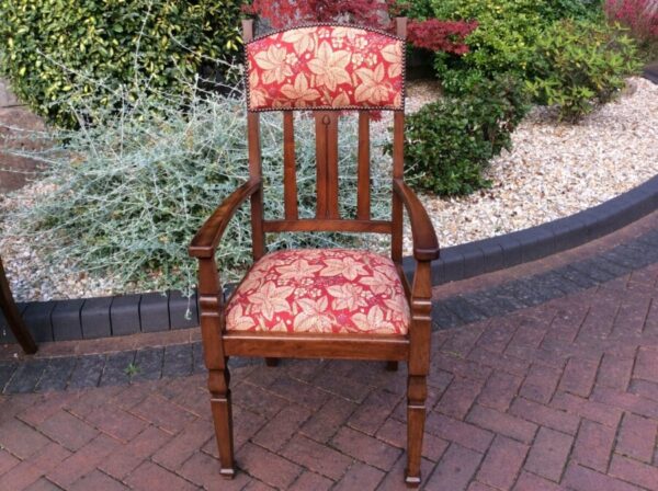 Set of 8 Arts & Crafts Walnut Dining Chairs c1910 - Image 5