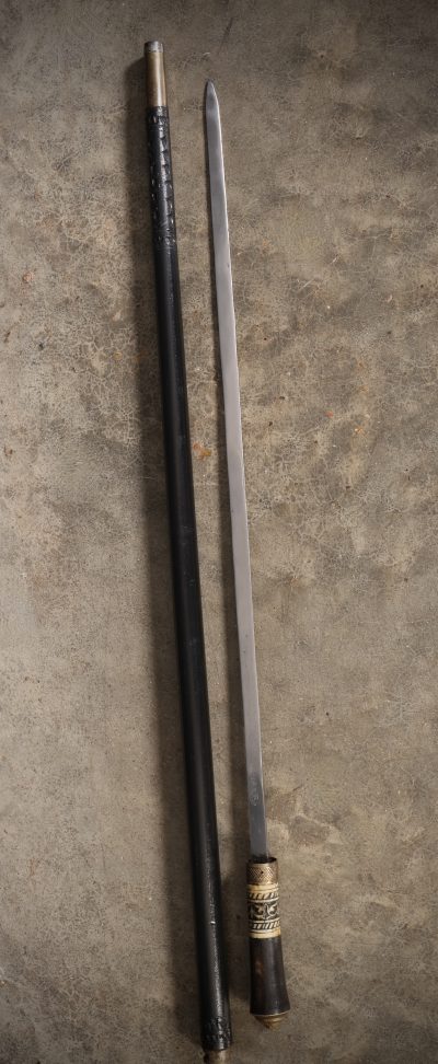 Anglo Indian Bone Inlaid Sword Stick - Image 3