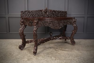 Burmese Carved Padauk Wood Console Table - Image 3
