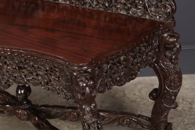 Burmese Carved Padauk Wood Console Table - Image 12
