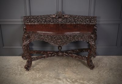 Burmese Carved Padauk Wood Console Table - Image 4