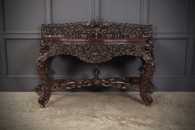 Burmese Carved Padauk Wood Console Table - Image 5
