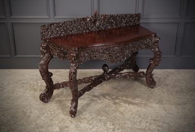 Burmese Carved Padauk Wood Console Table - Image 2