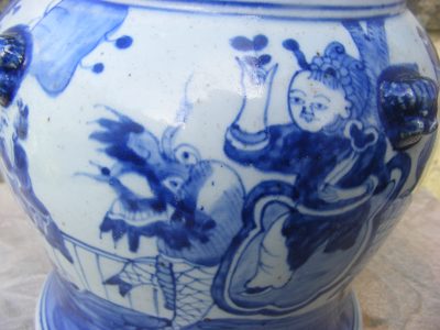 Beautiful Kangxi Blue & White Chinese large Baluster Vase Boy Riding Qilin & Attendants - Image 2