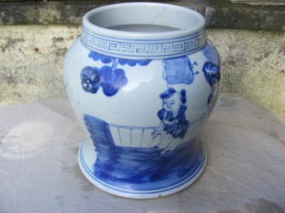 Beautiful Kangxi Blue & White Chinese large Baluster Vase Boy Riding Qilin & Attendants - Image 3