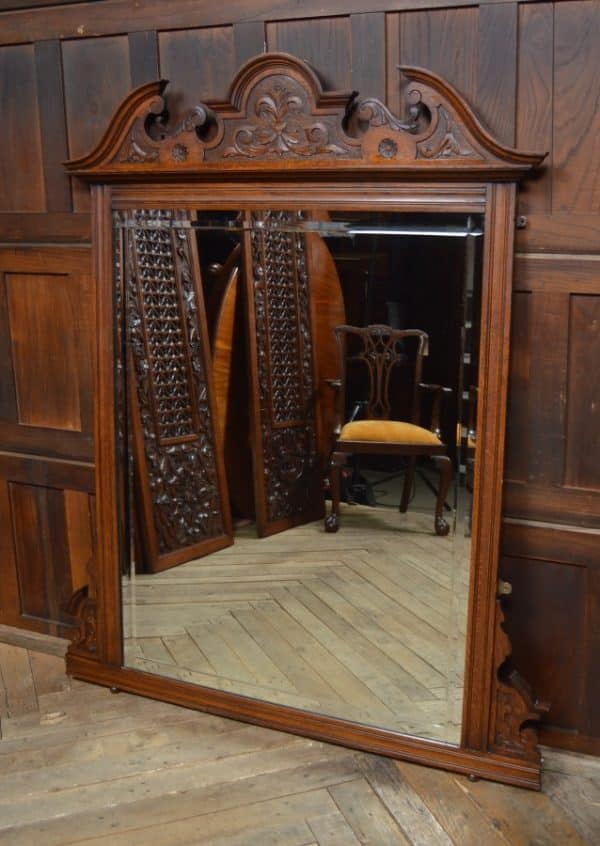 Victorian Oak Over Mantle Mirror SAI2986 - Image 14