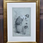 19th Century School Charcoal Portrait SAI3606 Antique Art
