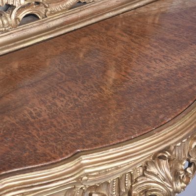 Victorian Rococo Hand-Carved Giltwood Console Table with Mirror - Image 8