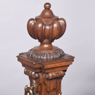 Carved Oak Swinging Crib on Stand - Image 3